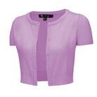 MAK Cropped Orchid Button Down Short Sleeve Bolero - Curvique Vintage