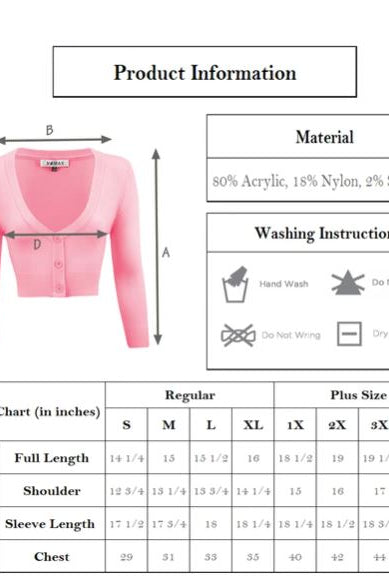 MAK Cropped Bronze Retro Style 3/4 Sleeve Cardigan
