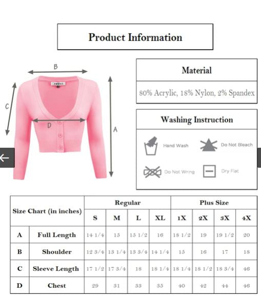 MAK Cropped Bronze Retro Style 3/4 Sleeve Cardigan