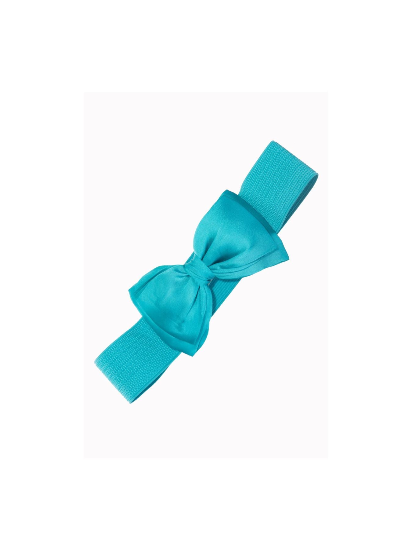 Teal Blue Bella Retro Stretch Bow Belt - Curvique Vintage