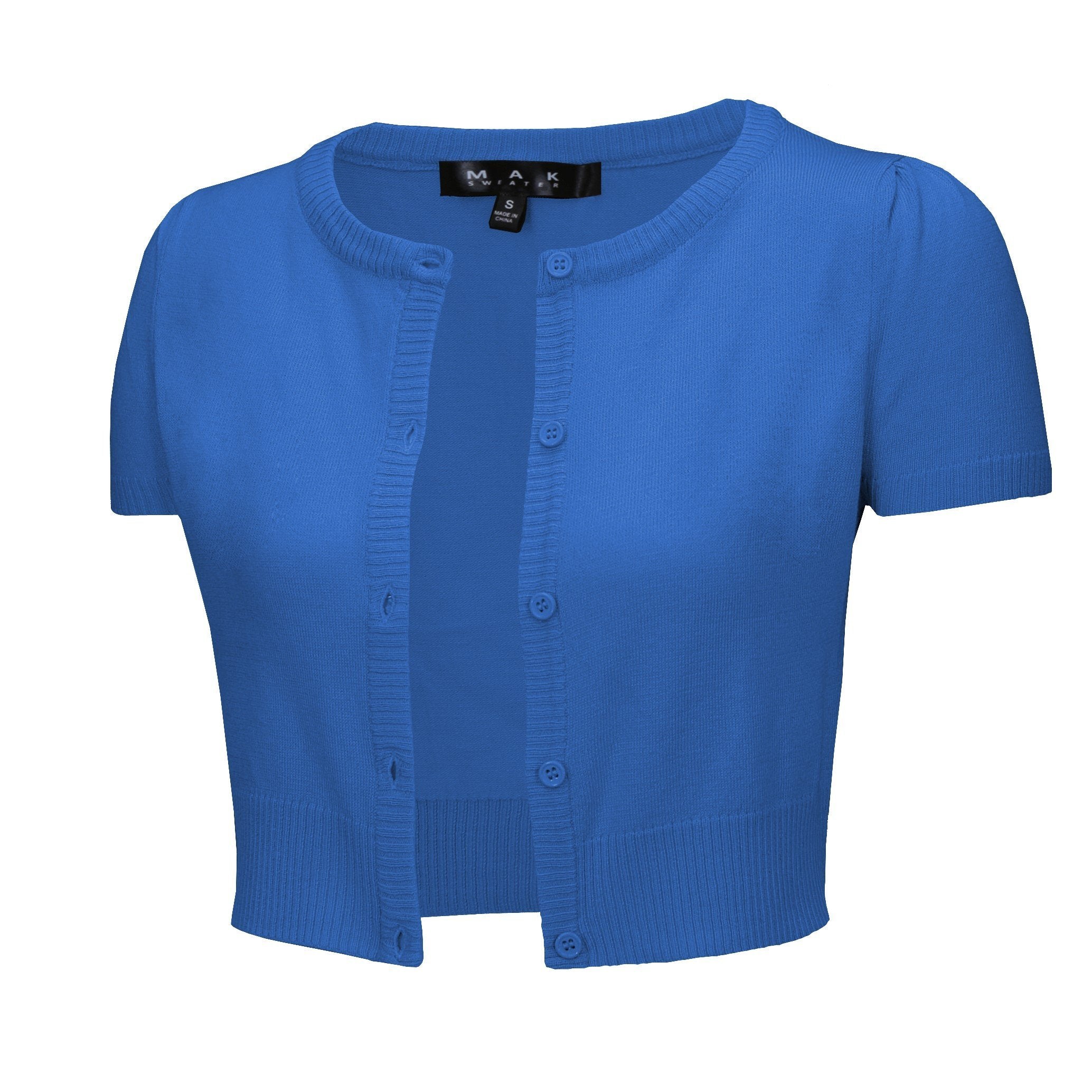 MAK Cropped Viola Button Down Short Sleeve Bolero - Curvique Vintage