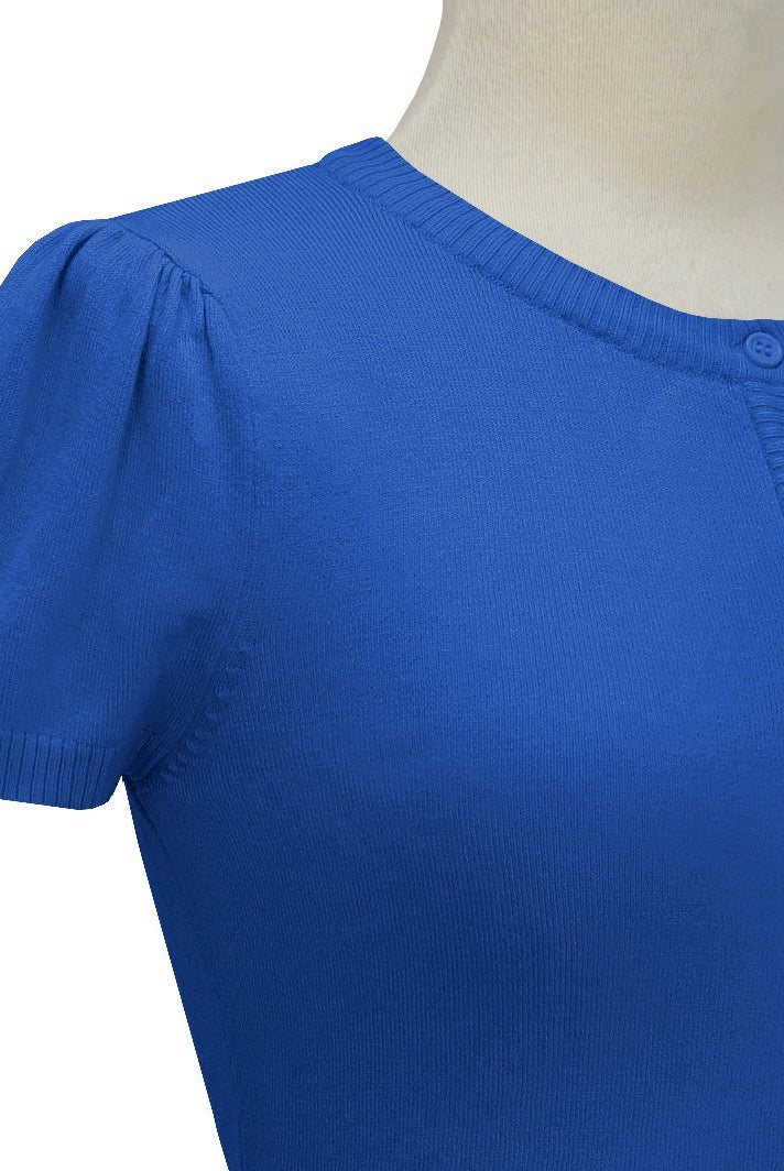 MAK Cropped Viola Button Down Short Sleeve Bolero - Curvique Vintage