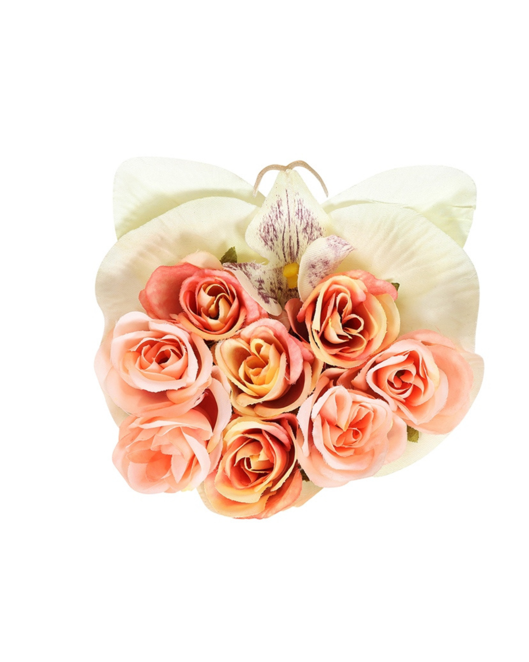 Frances White Orange with Yellow Orchid Retro Hair Flower