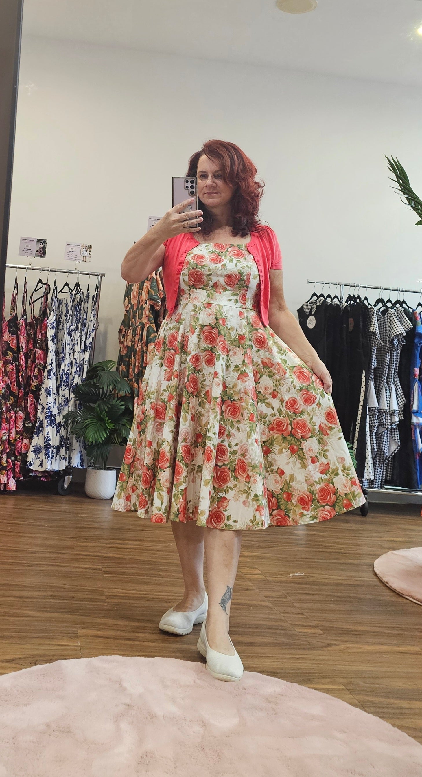 Golden Peony 50s Vintage Style Floral Swing Dress - Curvique Vintage
