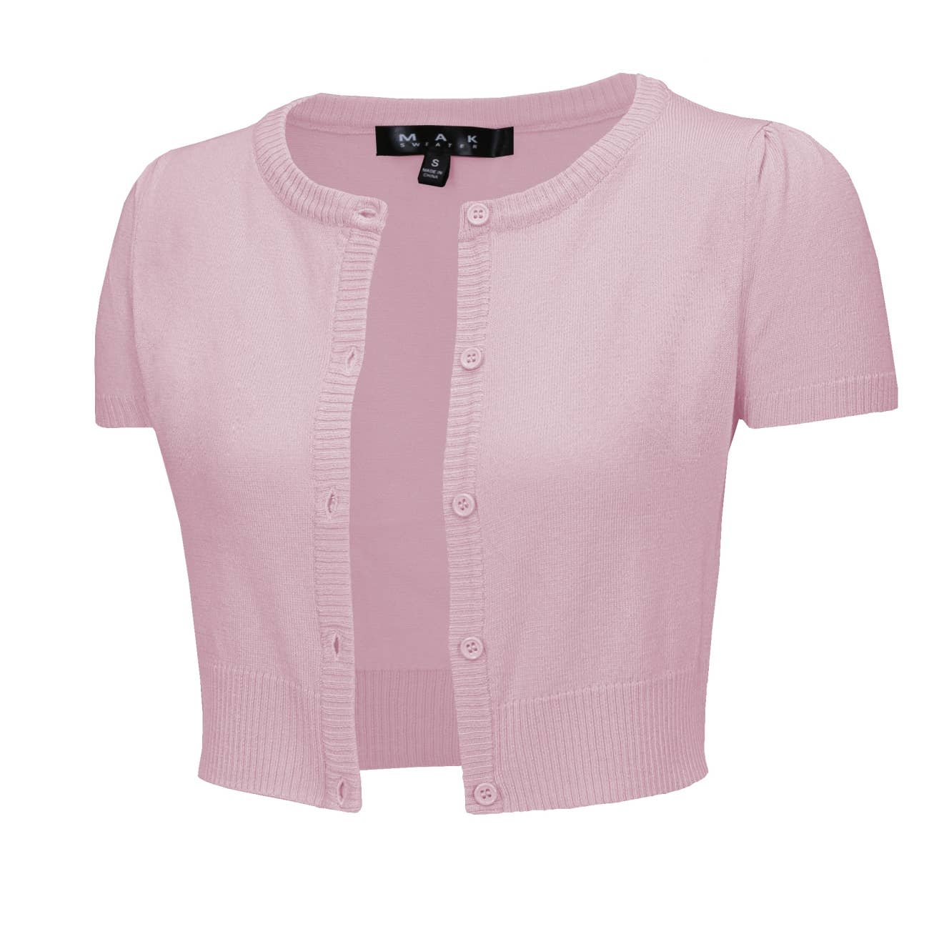 MAK Orchid Crewneck Button Down Short Sleeve Bolero - Curvique Vintage