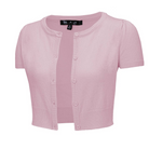 MAK Orchid Crewneck Button Down Short Sleeve Bolero - Curvique Vintage