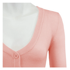 MAK Cropped 3/4 Sleeve V-Neck Bolero Cardigan - Peach Beige - Curvique Vintage