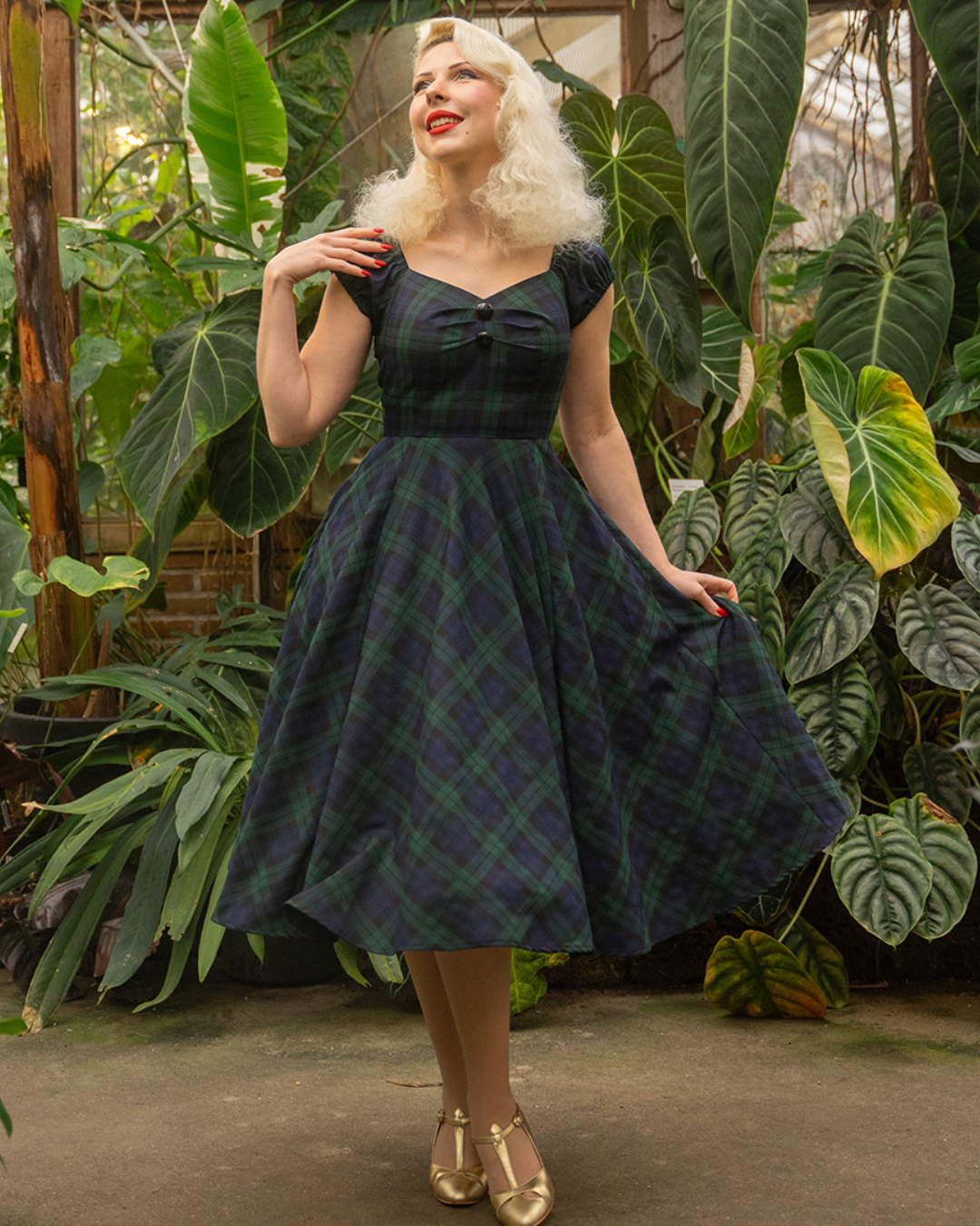 Judith Tartan 50s Vintage Style Swing Dresss XSmall (UK8)