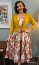 MAK 3/4 Sleeve Honey Retro Cardigan - Curvique Vintage