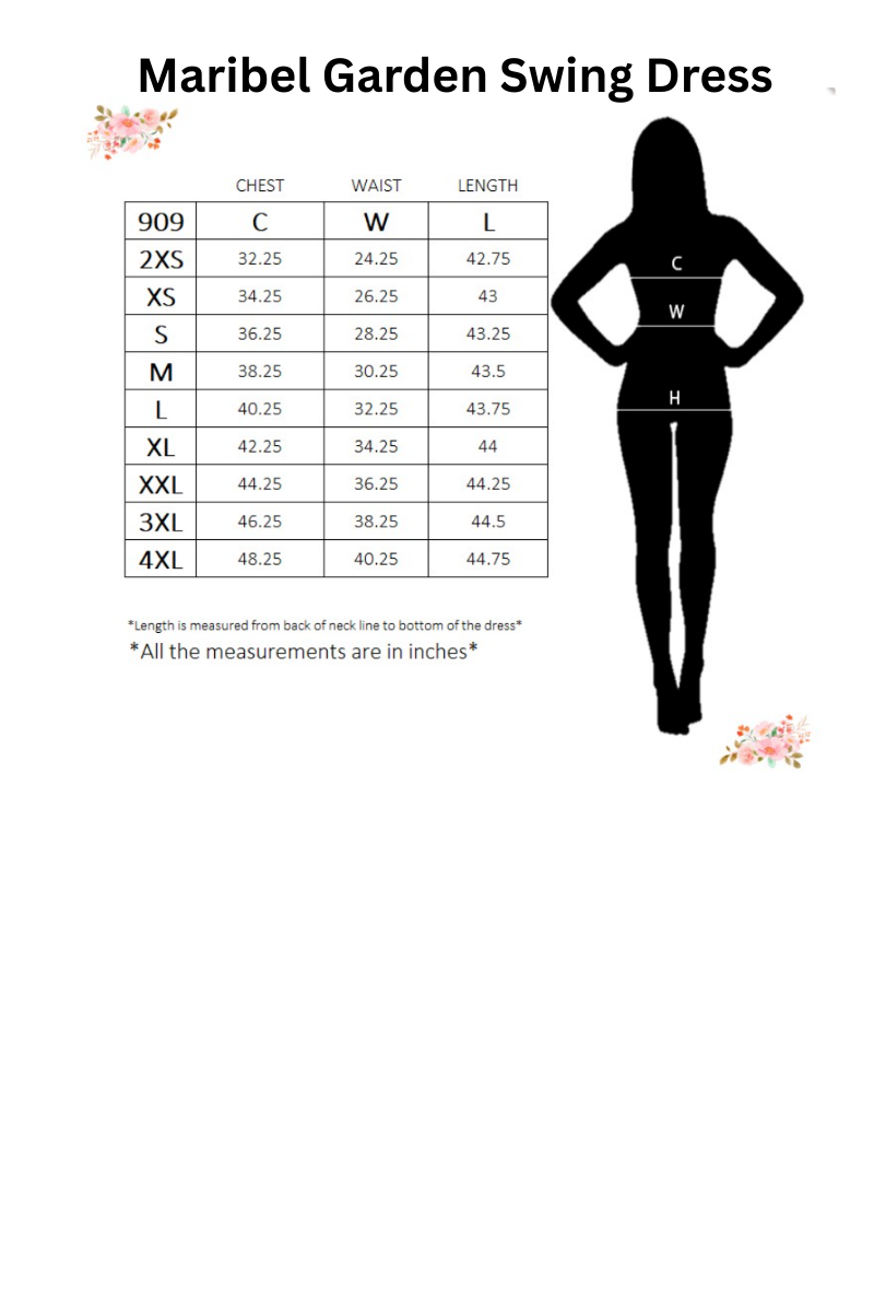 Maribel Blue Garden 50s Vintage Style Swing Dress - Plus Size - Curvique Vintage