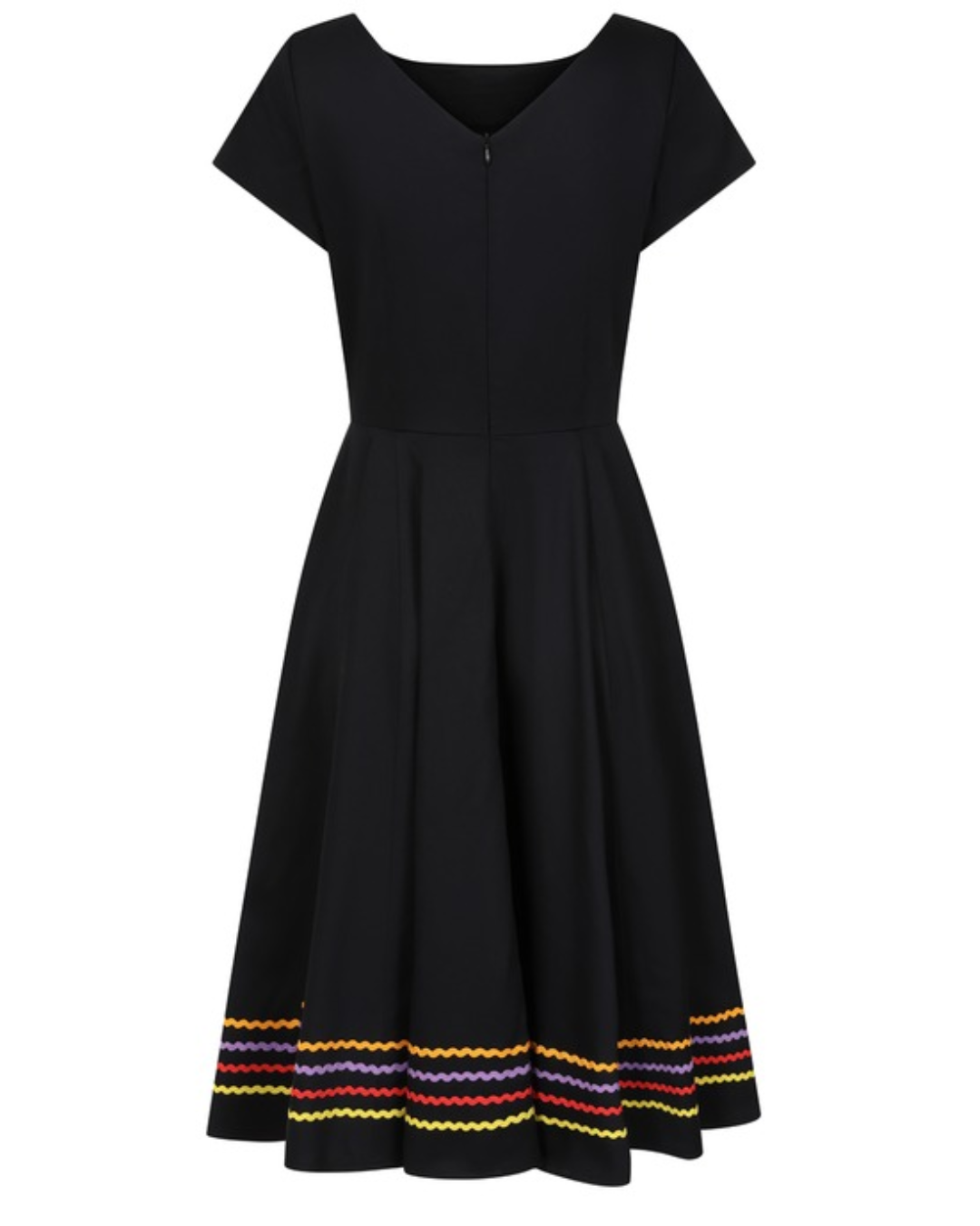 PLUS SIZE Carmen 50s Vintage Style Black Half Sleeve Pattern Dress - Curvique Vintage