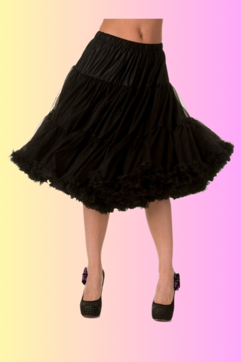Lifeforms Vintage Inspired BLACK 66cm Length Petticoat - Curvique Vintage
