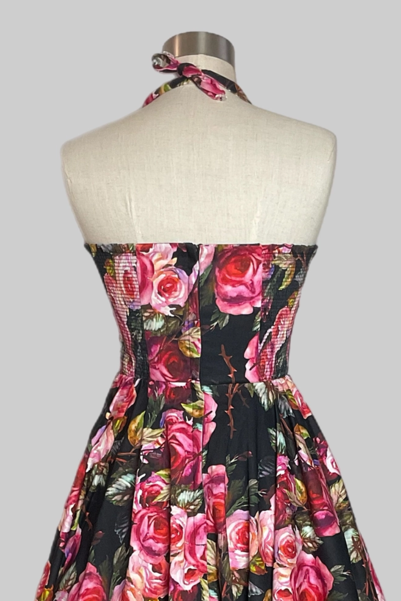 Sandi Georgia Floral 50s Vintage Style Garden Swing Dress - Curvique Vintage