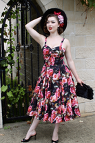 Sandi Georgia Floral 50s Vintage Style Garden Swing Dress - Curvique Vintage