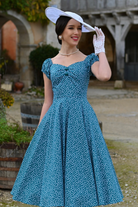 Lila Green Polka Dot Vintage Style Swing Dress - Curvique Vintage
