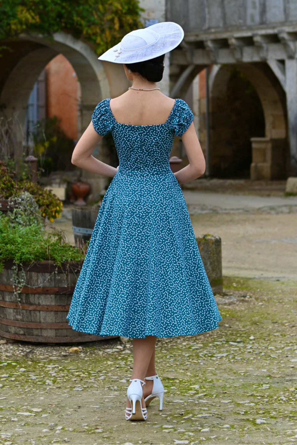 Lila Green Polka Dot Vintage Style Swing Dress - Curvique Vintage