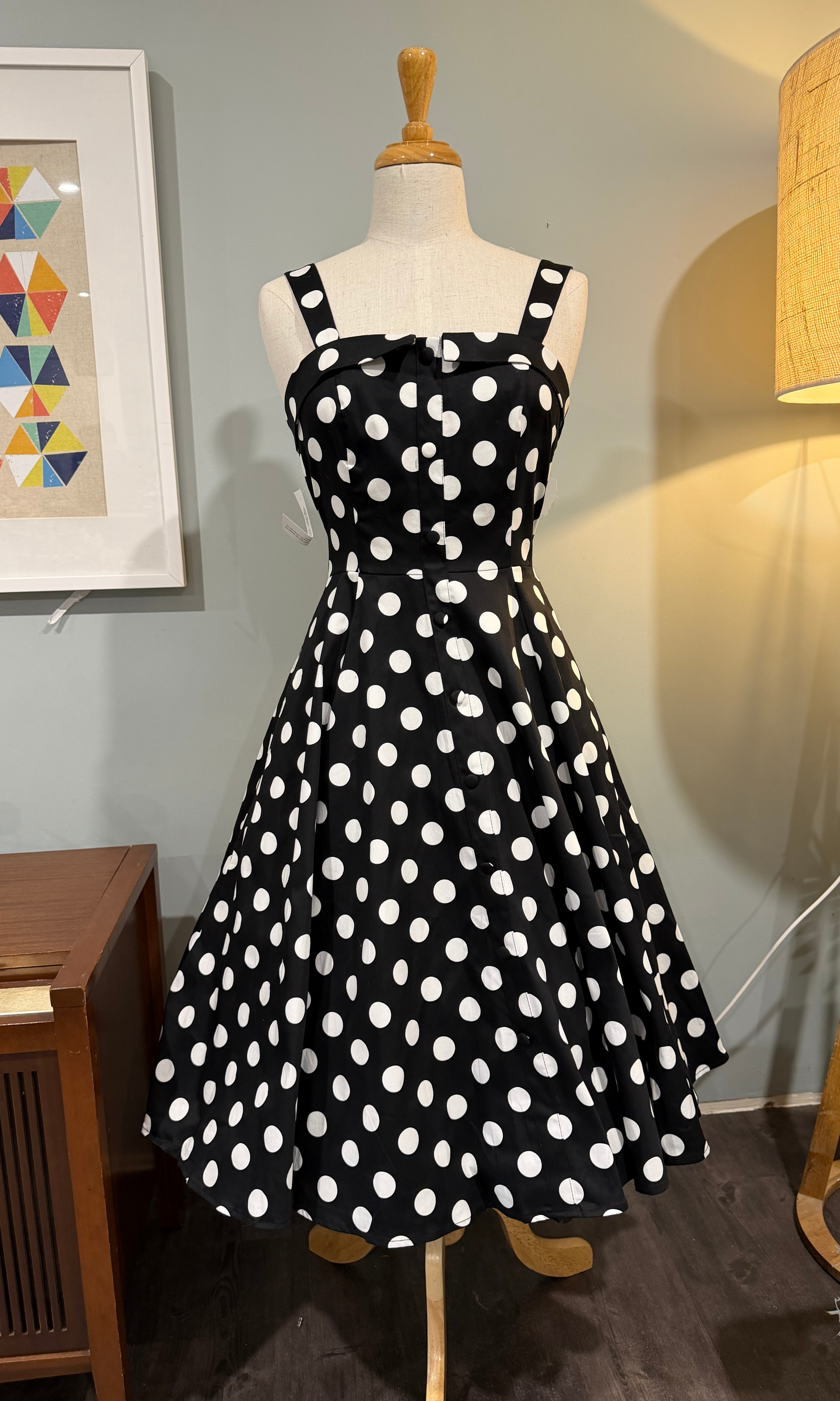 Priscilla Polka Dot 50s Style Swing Dress - Curvique Vintage