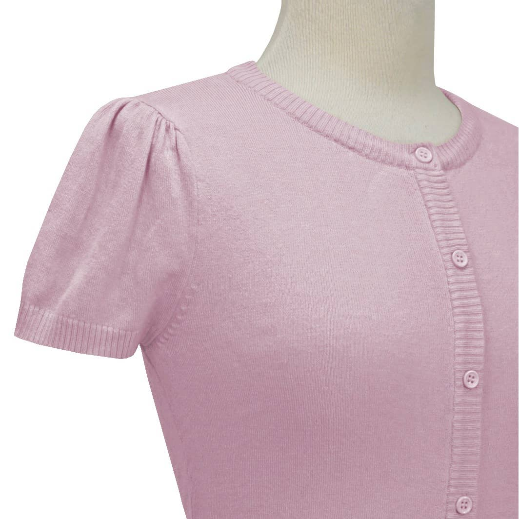 MAK Orchid Crewneck Button Down Short Sleeve Bolero - Curvique Vintage