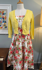 MAK 3/4 Sleeve Baby Yellow Retro Cardigan - Curvique Vintage