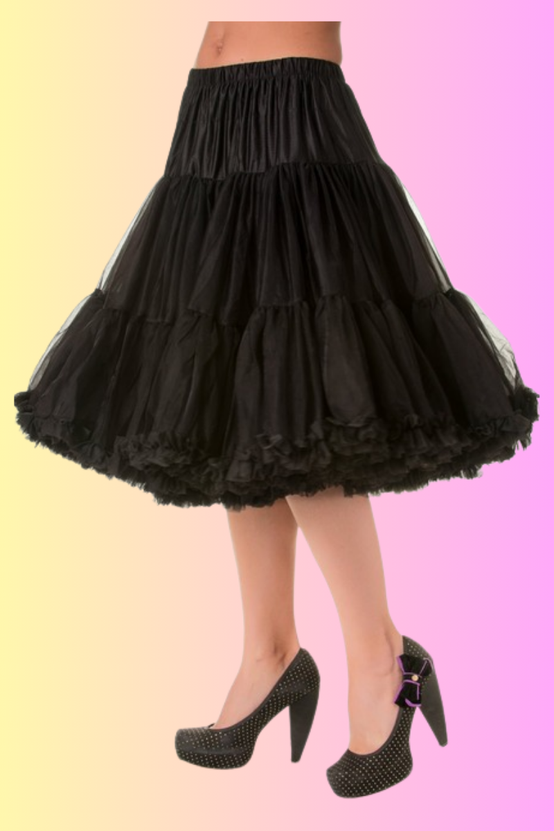 Lifeforms Vintage Inspired BLACK 66cm Length Petticoat - Curvique Vintage