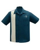 Men's Classic V8 Bowling Shirt - in Teal/Stone - Curvique Vintage