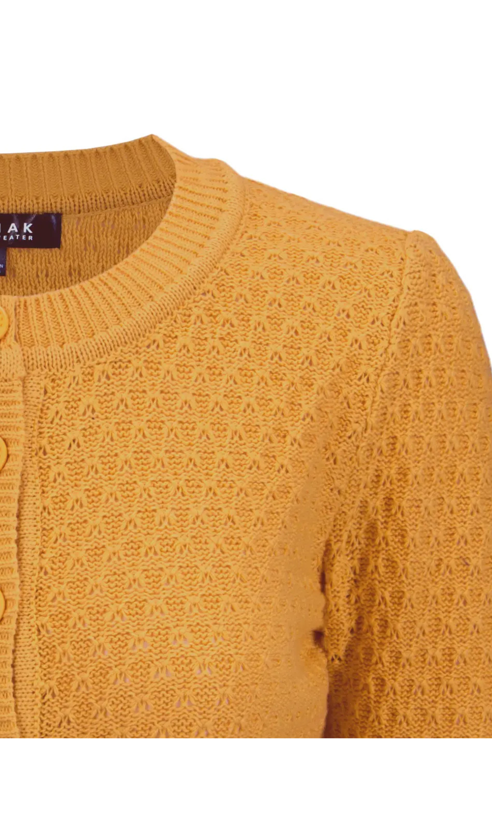 MAK 3/4 Sleeve Cotton Cardigan - Bronze - Curvique Vintage