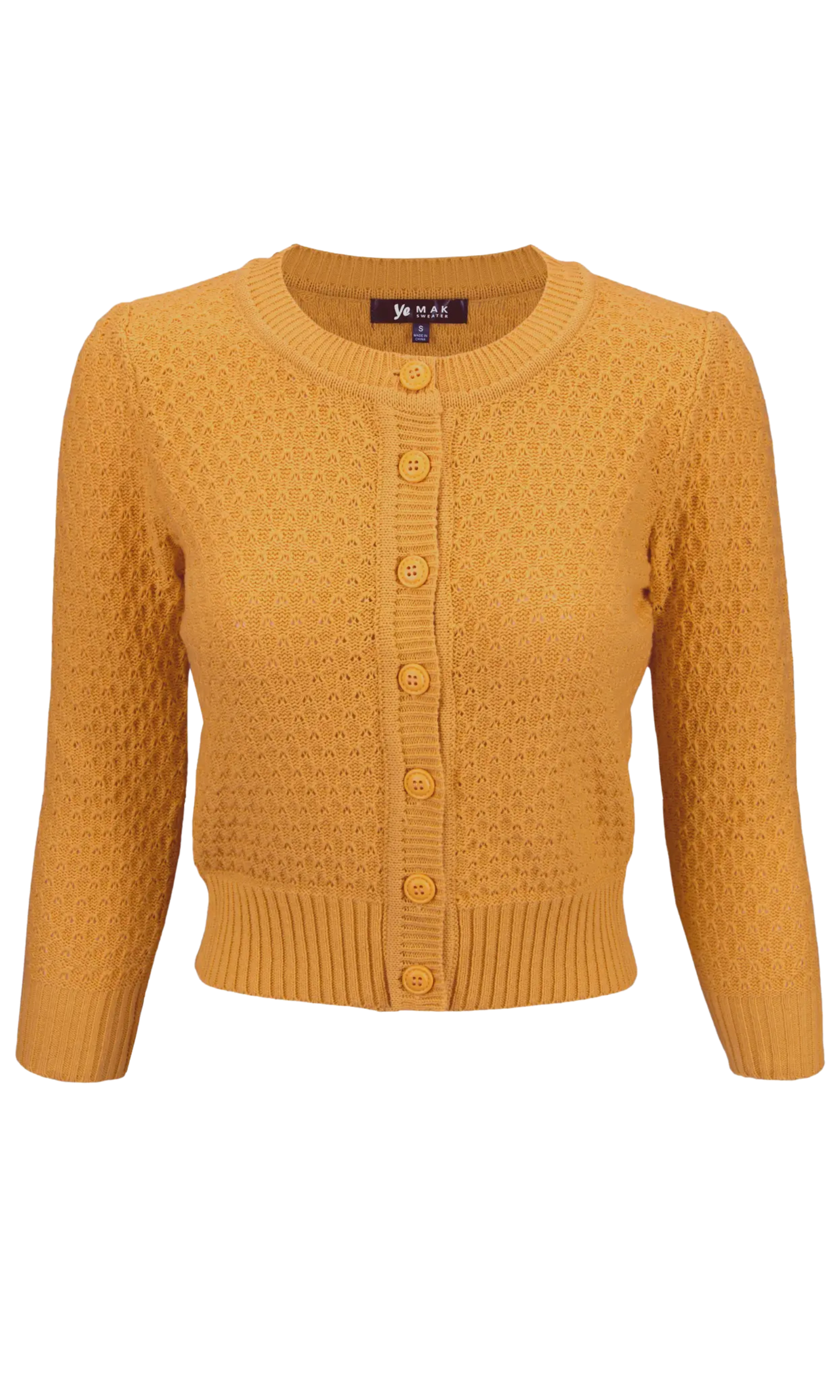MAK 3/4 Sleeve Cotton Cardigan - Bronze - Curvique Vintage