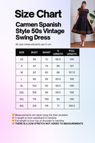PLUS SIZE Carmen 50s Vintage Style Black Half Sleeve Pattern Dress - Curvique Vintage