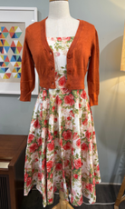 MAK 3/4 Sleeve Dusty Orange Retro Cardigan - Curvique Vintage