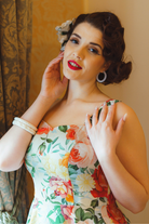 Golden Peony 50s Vintage Style Floral Swing Dress - Curvique Vintage