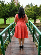 Hannah Red Poka Dot 50s Vintage Inspired Swing Dress - Plus Size - Curvique Vintage