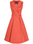 Hannah Red Poka Dot 50s Vintage Inspired Swing Dress - Plus Size - Curvique Vintage