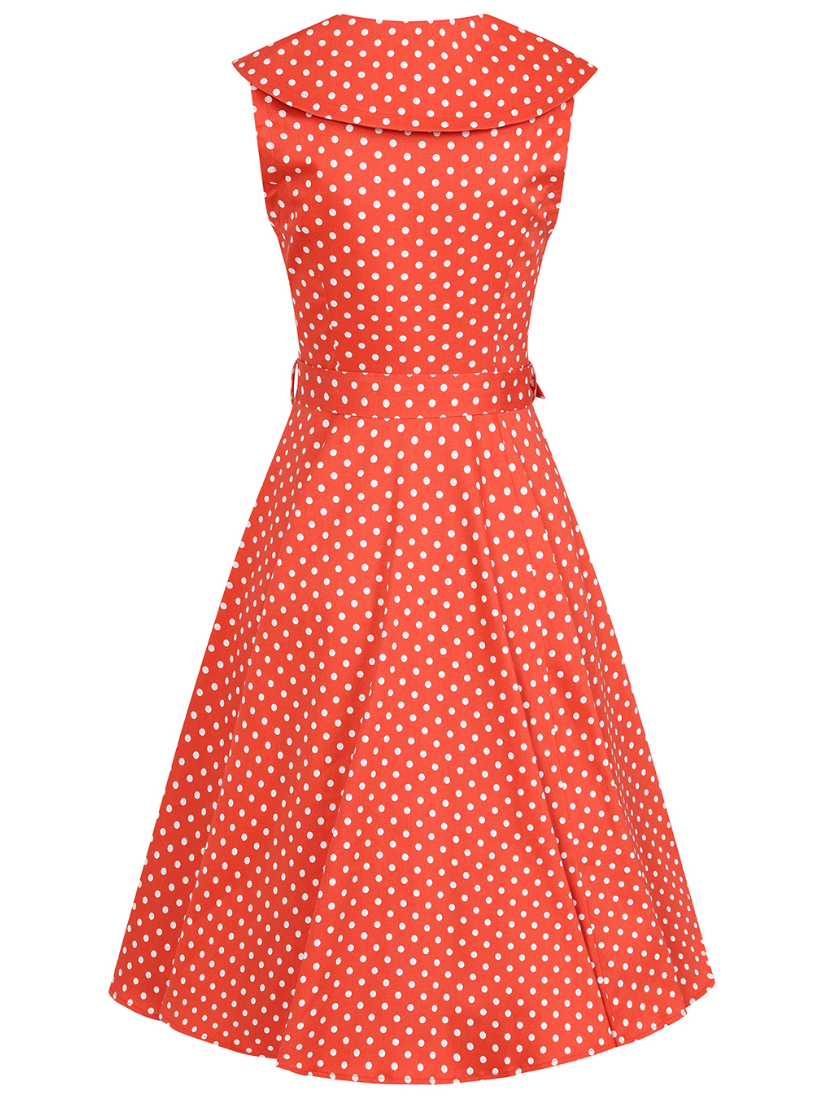 Hannah Red Poka Dot 50s Vintage Inspired Swing Dress - Plus Size - Curvique Vintage