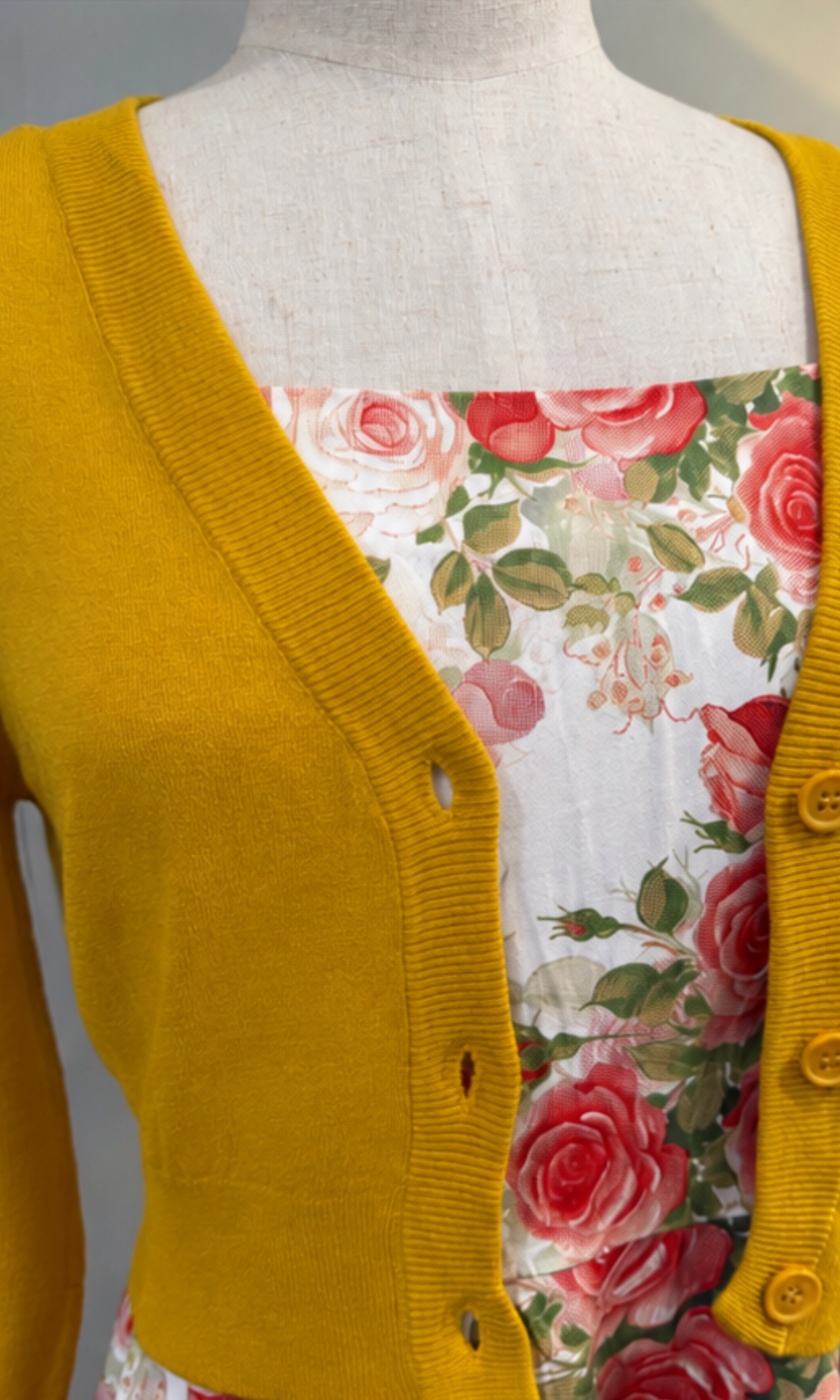 MAK 3/4 Sleeve Honey Retro Cardigan - Curvique Vintage