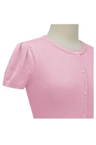 Short Sleeve LIGHT PINK Crewneck Knit Bolero - Curvique Vintage