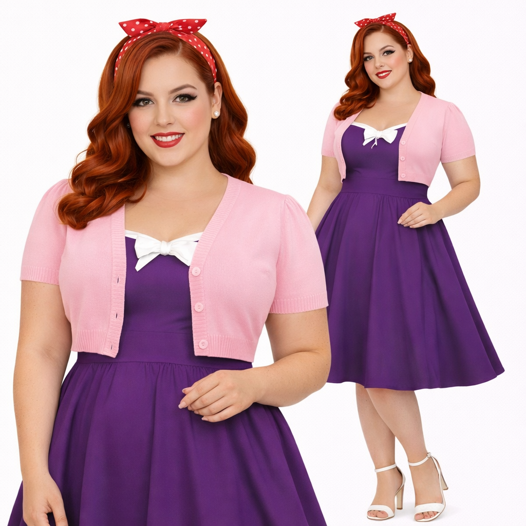 PLUS SIZE V Neck LIGHT PINK Cropped Button Down Short Bolero - Curvique Vintage