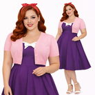 PLUS SIZE V Neck LIGHT PINK Cropped Button Down Short Bolero - Curvique Vintage