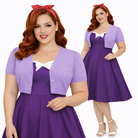PLUS SIZE MAK LILAC Cropped V Neck Short Sleeve Bolero - Curvique Vintage