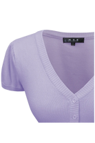 PLUS SIZE MAK LILAC Cropped V Neck Short Sleeve Bolero - Curvique Vintage