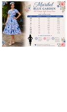 Maribel Blue Garden 50s Vintage Style Swing Dress - Curvique Vintage