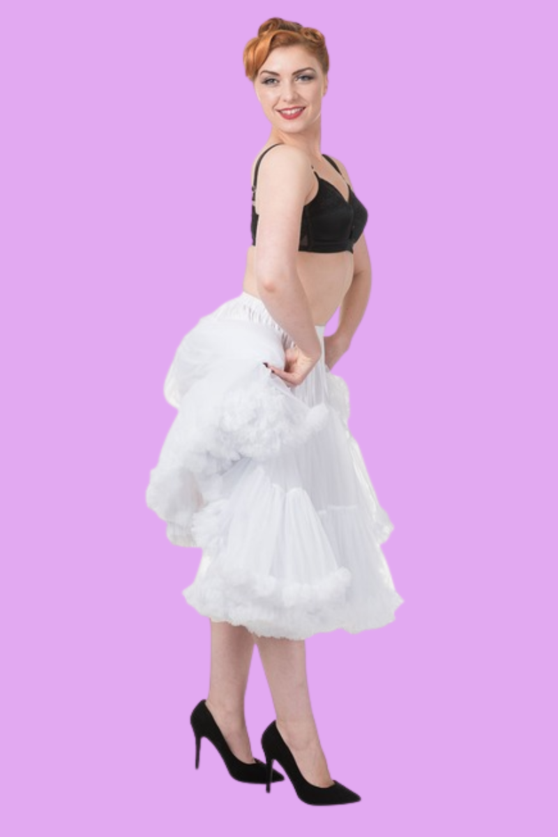 Lifeforms Vintage Inspired WHITE 66cm Length Petticoat - Curvique Vintage