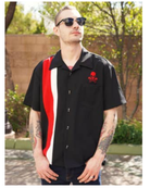 Men's Bowling Shirt - Skull Piston Racer Black/Red/White - Curvique Vintage