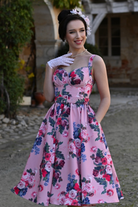 Rosabelle Bloom 50s Vintage Style Pink Swing Dress - Curvique Vintage