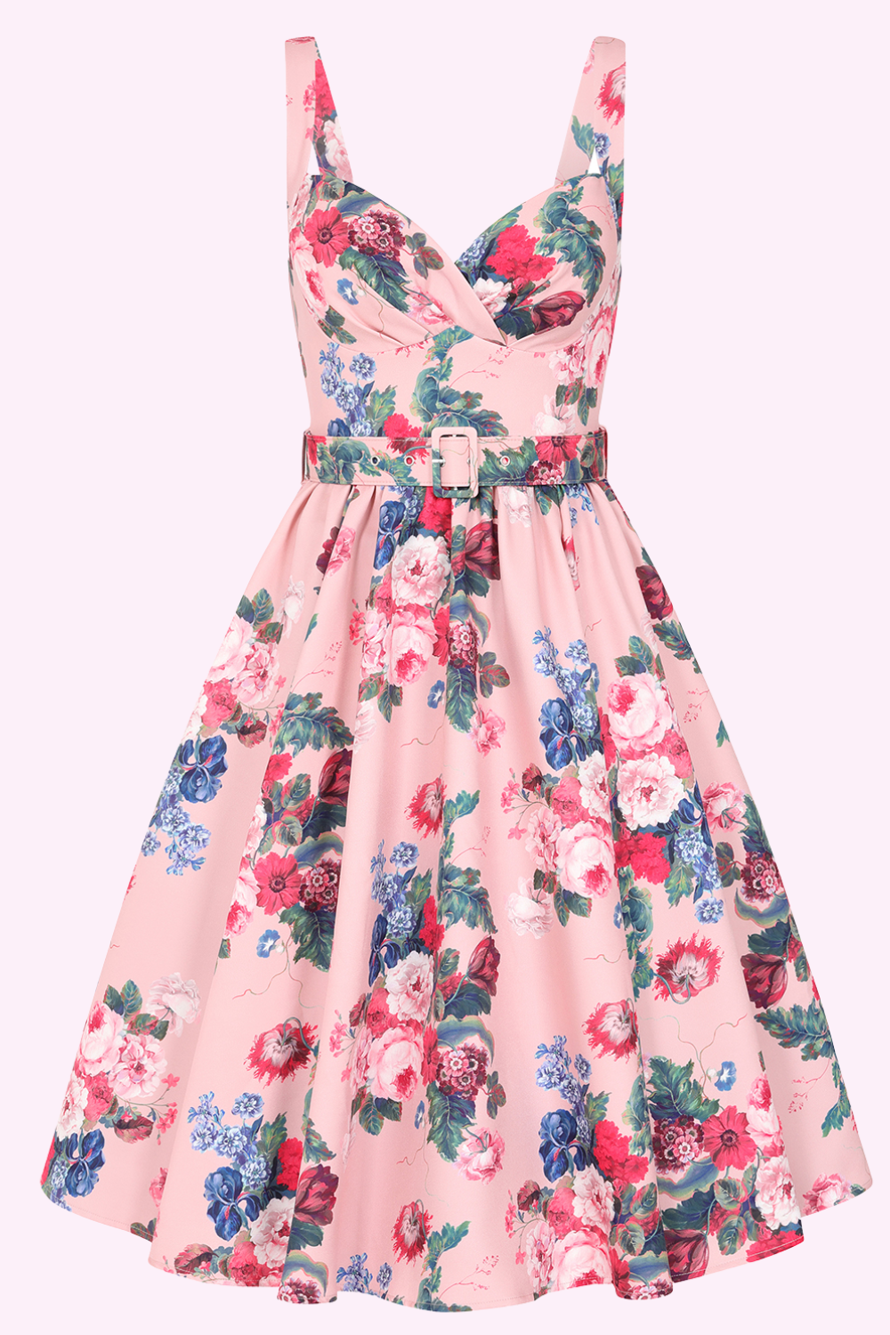 Rosabelle Bloom 50s Vintage Style Pink Swing Dress - Curvique Vintage