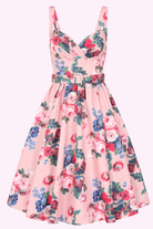 Rosabelle Bloom 50s Vintage Style Pink Swing Dress - Curvique Vintage