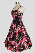 Sandi Georgia Floral 50s Vintage Style Garden Swing Dress - Curvique Vintage