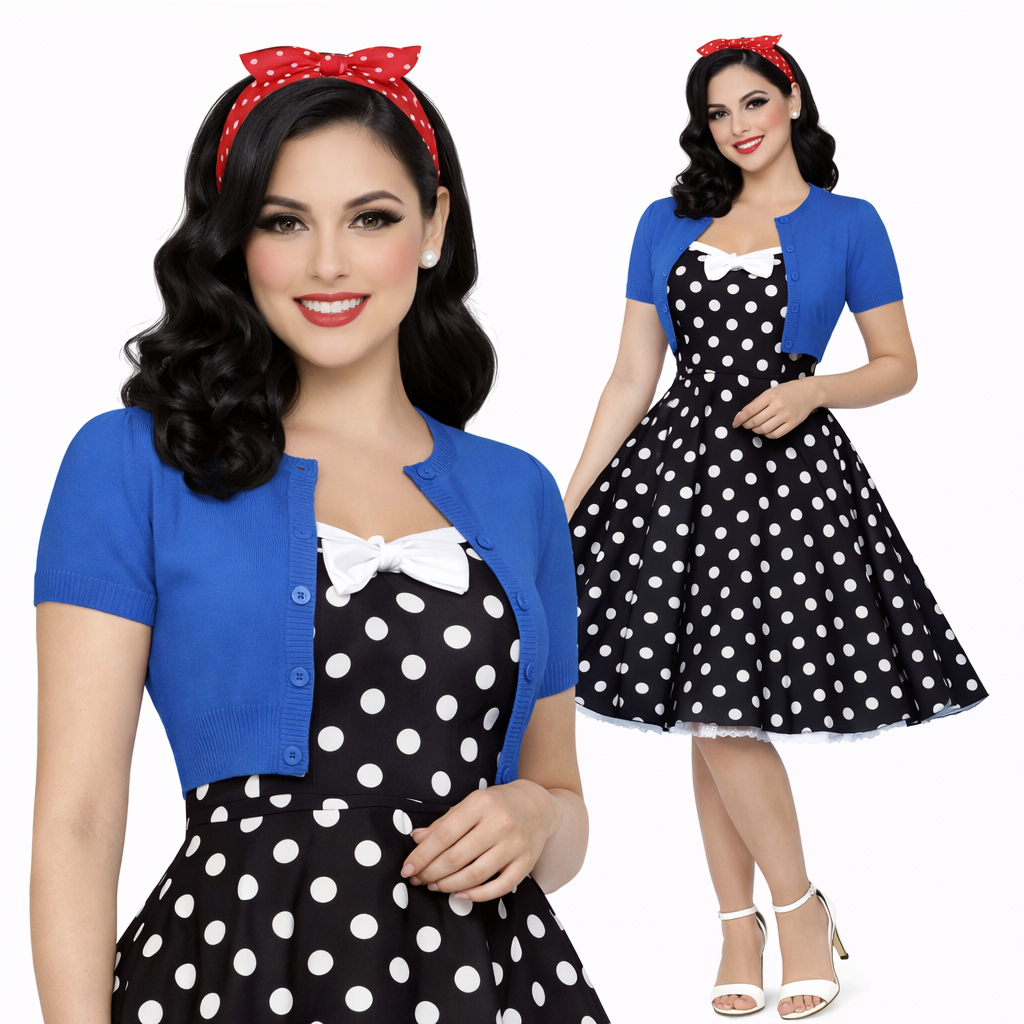 Short Sleeve VIOLA Crewneck Knit Vintage Style Bolero - Curvique Vintage