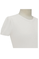 Short Sleeve WHIITE Crewneck Vintage Inspired Knit Bolero - Curvique Vintage