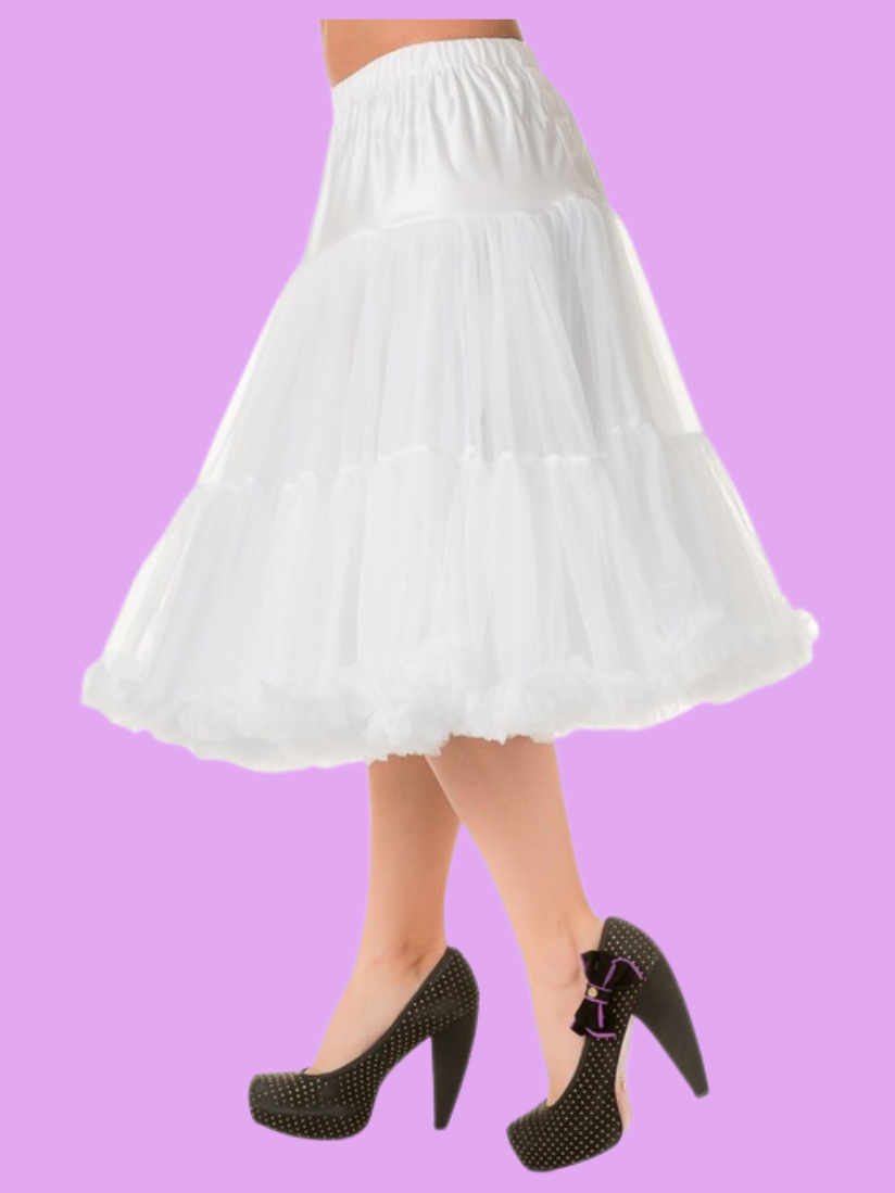 Lifeforms Vintage Inspired WHITE 66cm Length Petticoat - Curvique Vintage