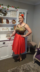 Bettie Page Coral Vintage 50s Style Full Circle Swing Skirt - Curvique Vintage